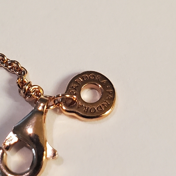 Authentic NEW Pandora Logo Pavé Circle Collier Necklace 14K RGP CZ - Picture 9 of 11